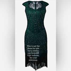 Vijiv Vintage 1920s Inspired Embellished Beaded Lace Cocktail Flapper Dress